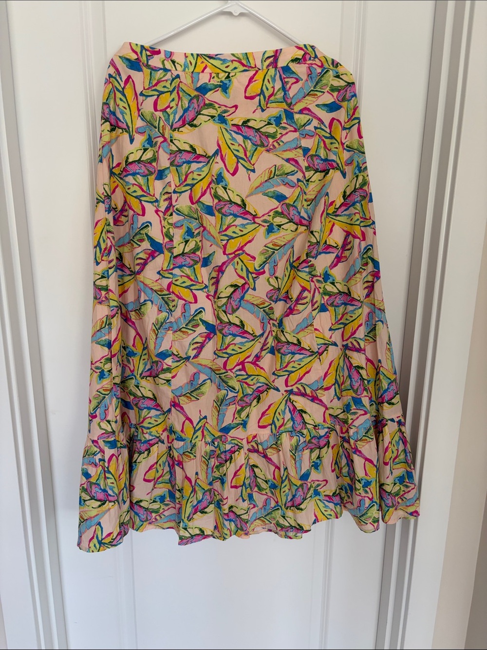 RACHEL Rachel Roy Cream A-Line Maxi Skirt with Bright Leaf Print